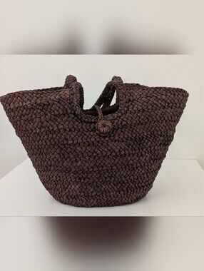 Brown Woven Tote Shoulder Bag Large 12" Tall x 21" Wide Women's Handbag